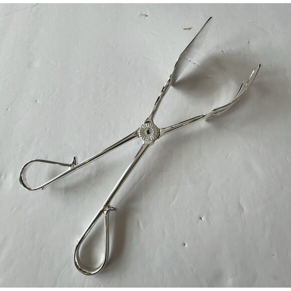 Elegance Silverplated Serving Tongs, set of three Cake Bread Salad 10" EP Zinc - Picture 15 of 16